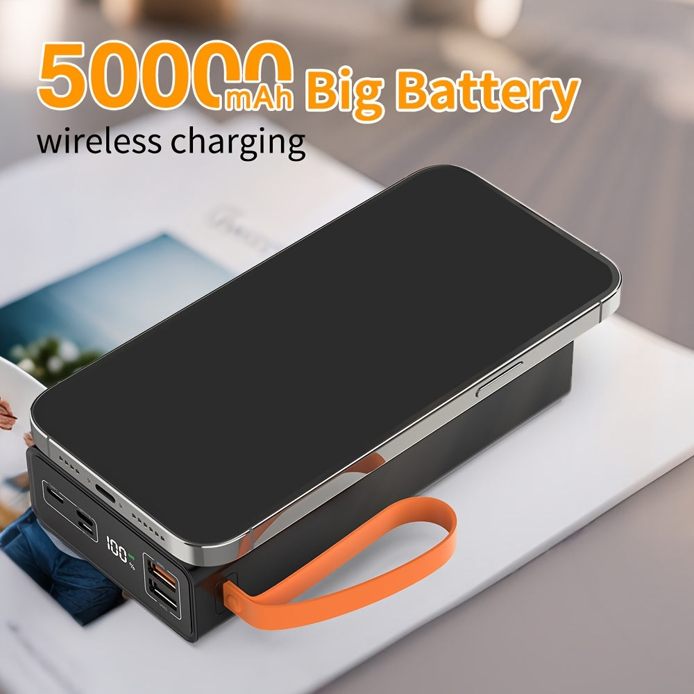 NNETM 50000mAh Magnetic Power Bank – 22.5W Fast Charging, LED Display, Multi-Device Charging