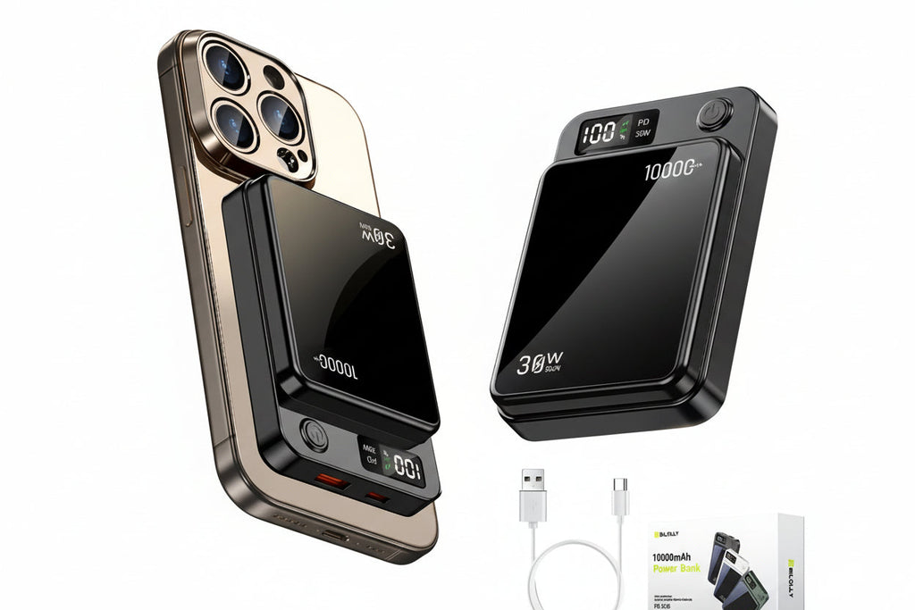 NNETM 10000mAh Magnetic Wireless Power Bank – 30W PD Fast Charging, Dual Output & 15W Wireless