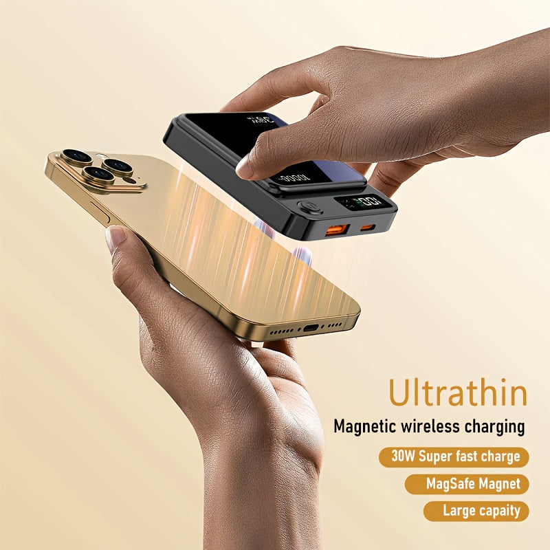 NNETM 10000mAh Magnetic Wireless Power Bank – 30W PD Fast Charging, Dual Output & 15W Wireless