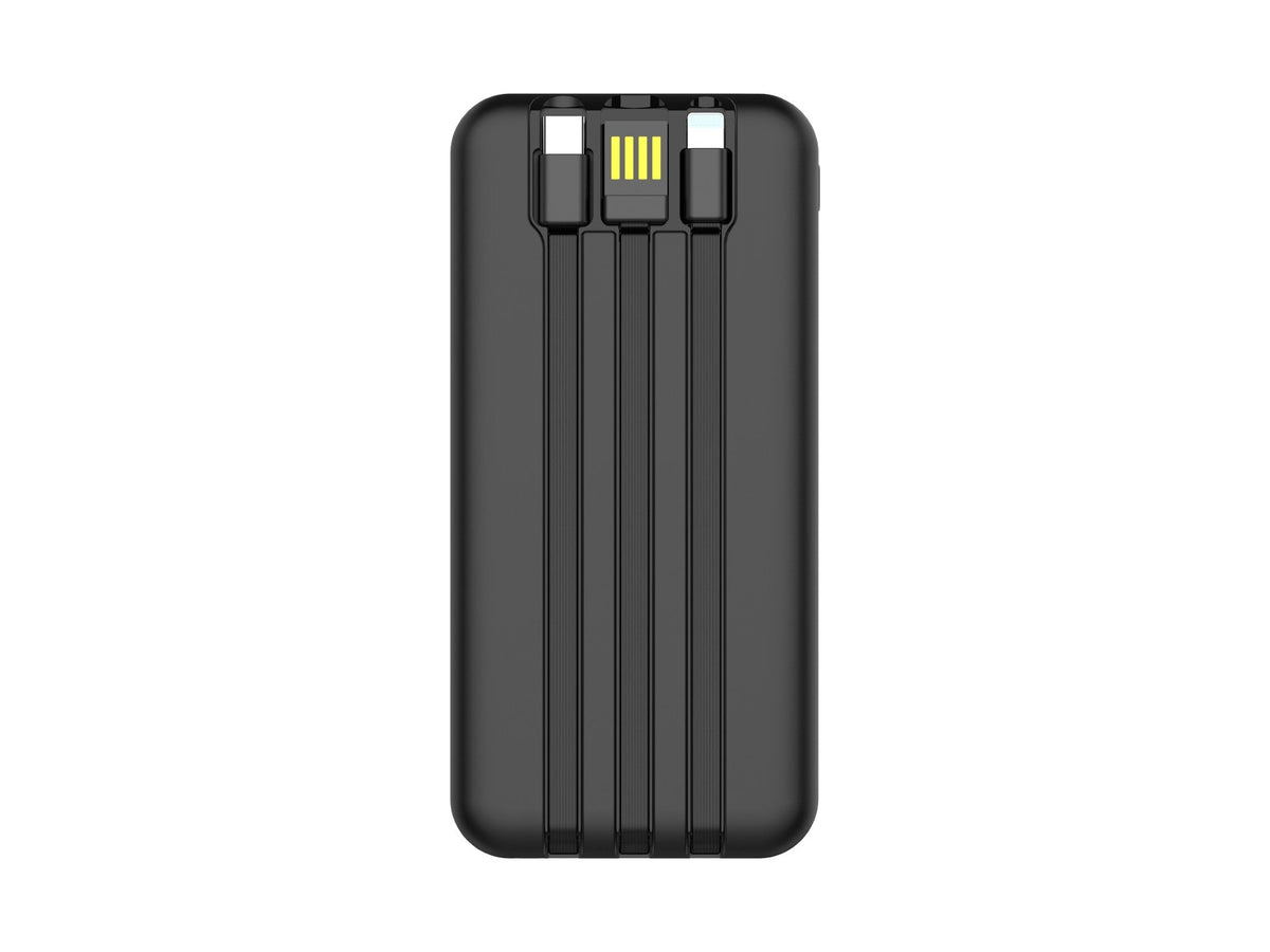 Techancy TF2782 10000mAh 22.5W Power Bank – Built-in 3-in-1 Type-C + Lightning + USB Charging Cables, Digital Battery Display