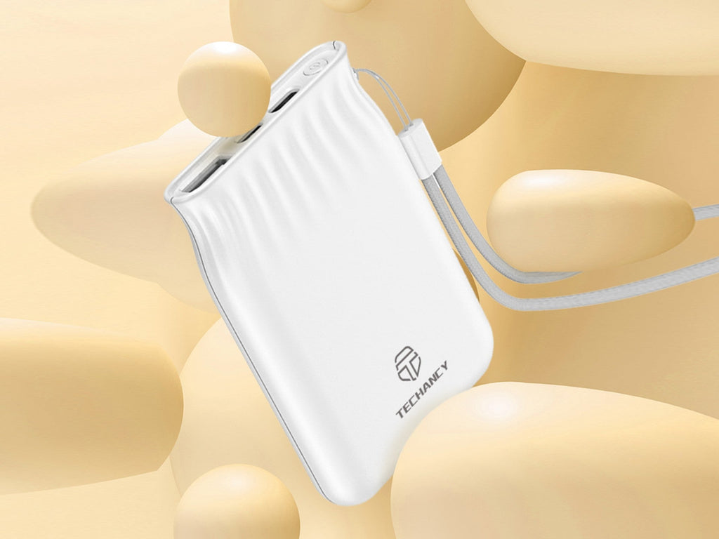 Techancy TF2772 6500mAh Power Bank – White, 2A Charging for Smartphones & Tablets, Portable Power Supply