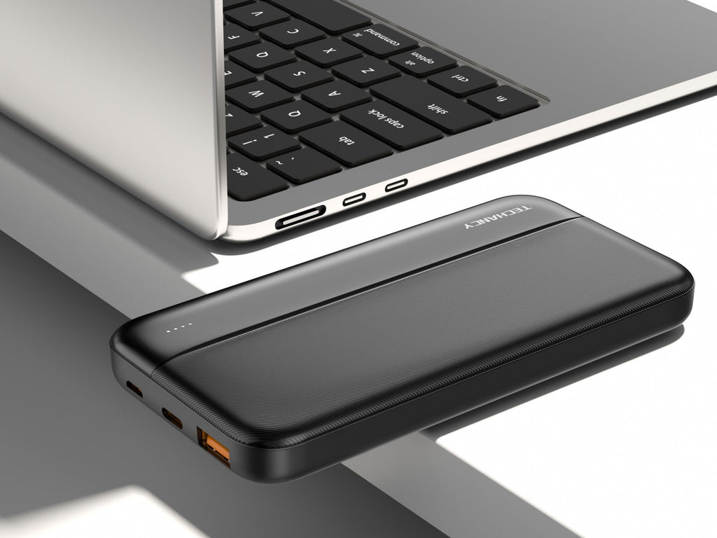 Techancy TF2776 10000mAh Power Bank – Black, 20W PD Fast Charging for Smartphones, Tablets & More!