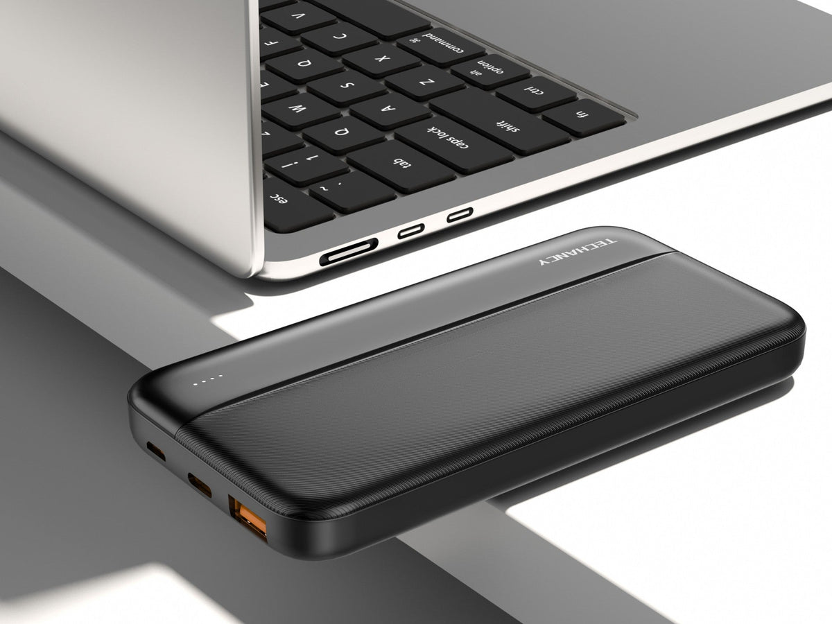 Techancy TF2776 10000mAh Power Bank – Black, 20W PD Fast Charging for Smartphones, Tablets & More!