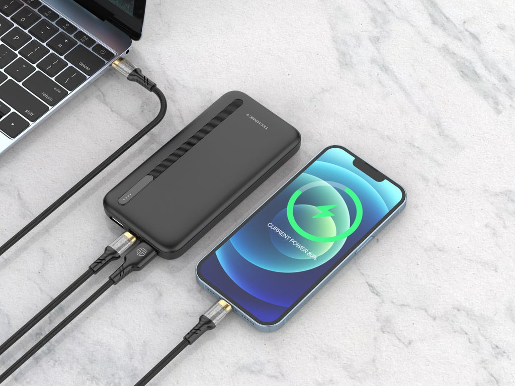 Techancy TF2775 10000mAh Power Bank – Black, 10W Fast Charging for Smartphones, Tablets & More!